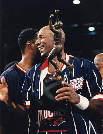 Michael Jordan with the Petrovic Trophy